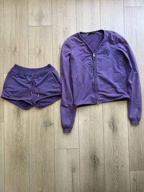 DSQUARED2 Purple Cotton Two-Piece Shorts Set Zip Jacket & Mini Shorts. Small